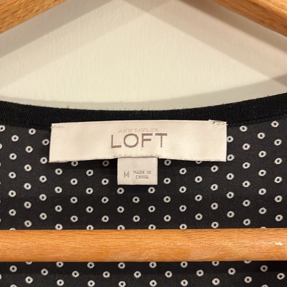 LOFT Sweater Blouse Long Sleeve Classic Black White Polka Dot Layered  Flowy EUC - Picture 5 of 8